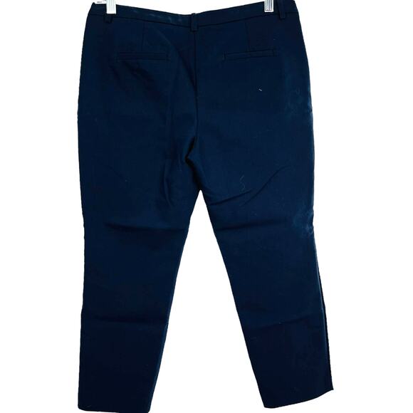 Larry Levine Navy Blue Cotton Blend Zip Pockets Cropped Ankle Pants 8P - Picture 2 of 14